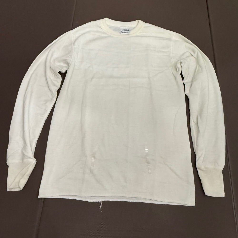Vintage Duofold Thermal Shirt Mens M White Long Sleeve Wool Blend Made in USA